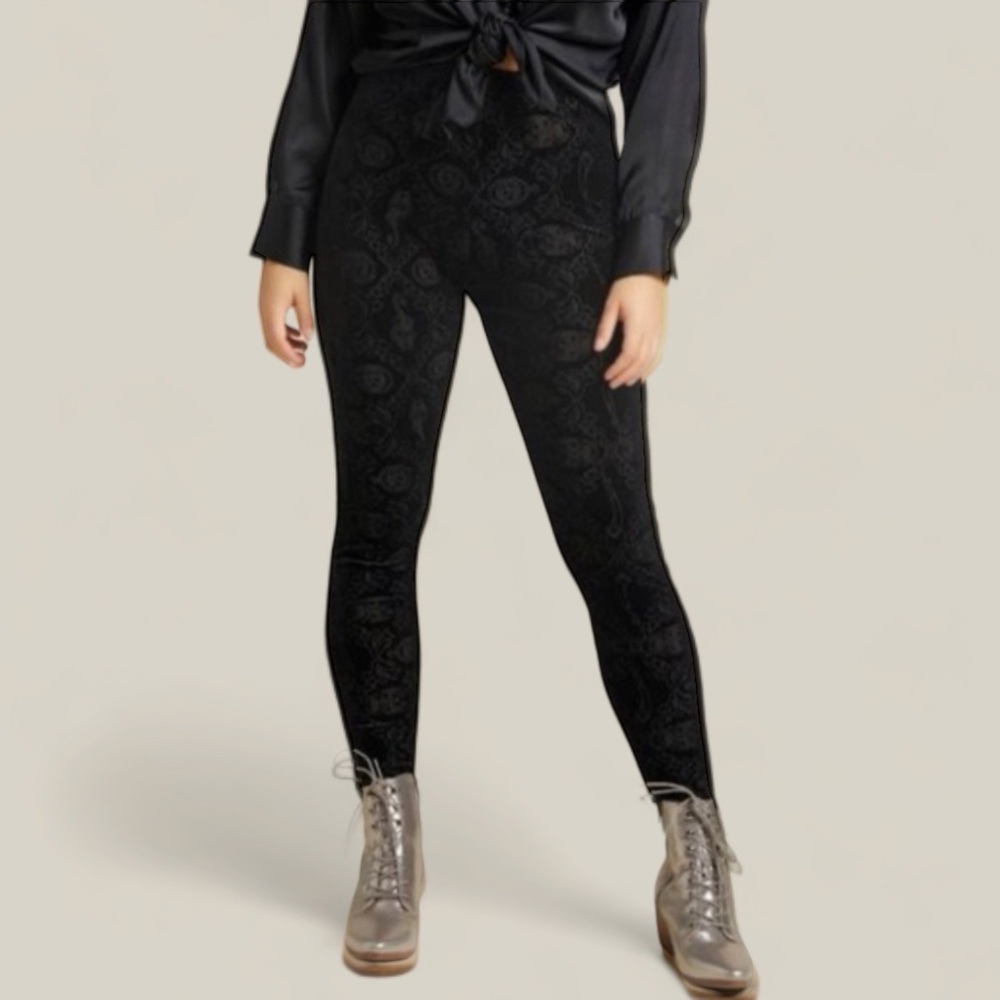 Denimocracy Faux Velvet Printed Skinny Pants
